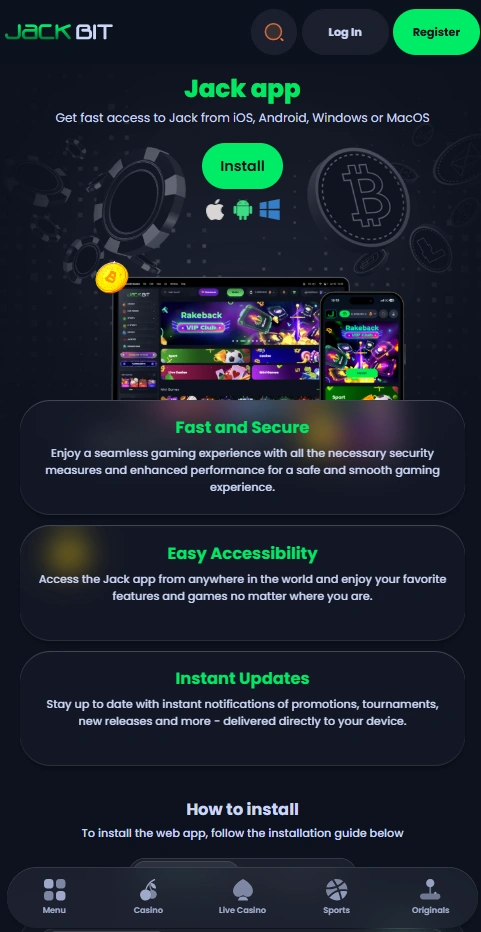 jackbit mobile app page