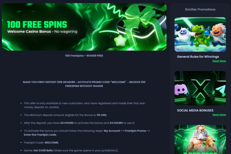 jackbit welcome bonus page